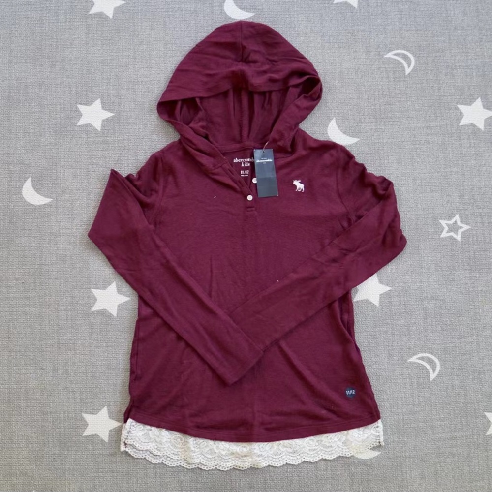 Abercrombie Kids Burgandy Hooded Sweater Size 11/12